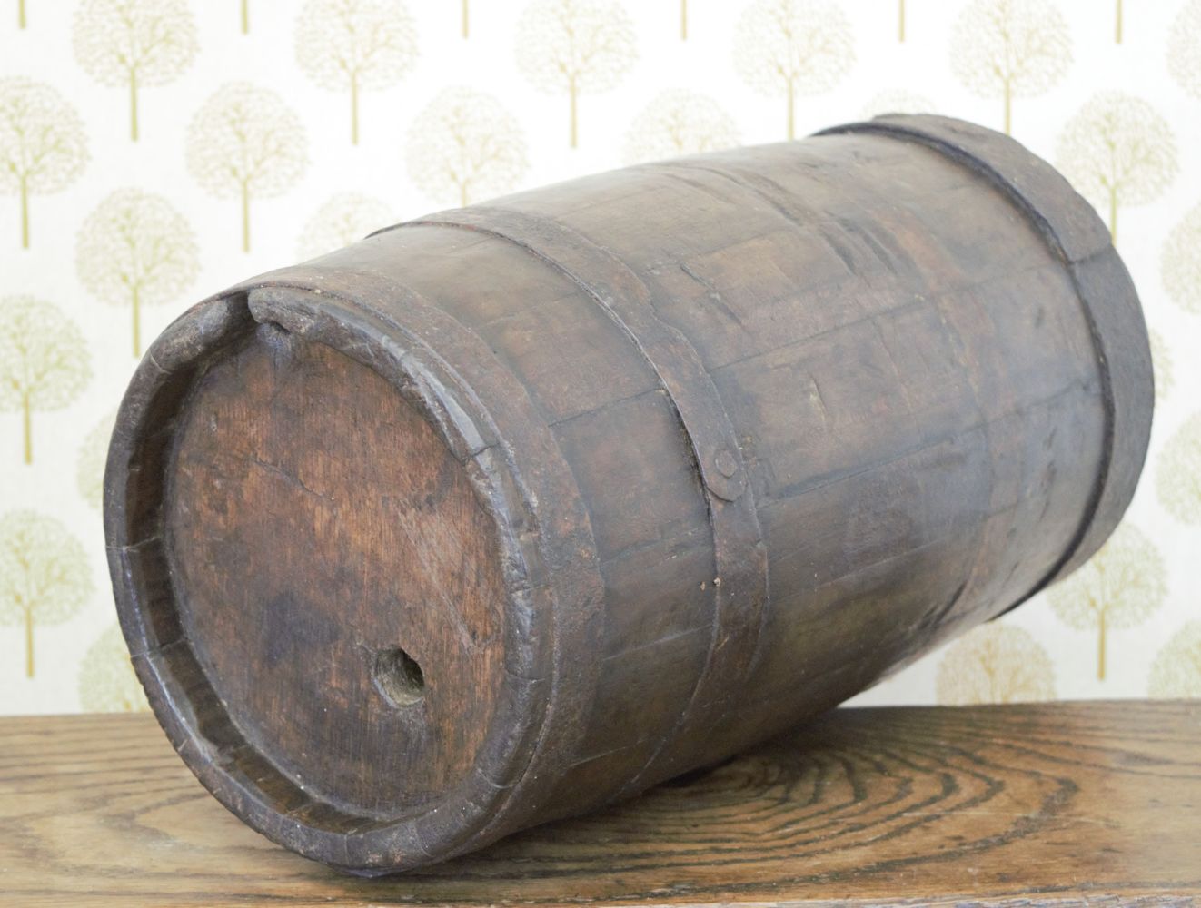 18TH-CENTURY STAINED OAK METAL BOUND WHISKEY BARREL - Image 2 of 2