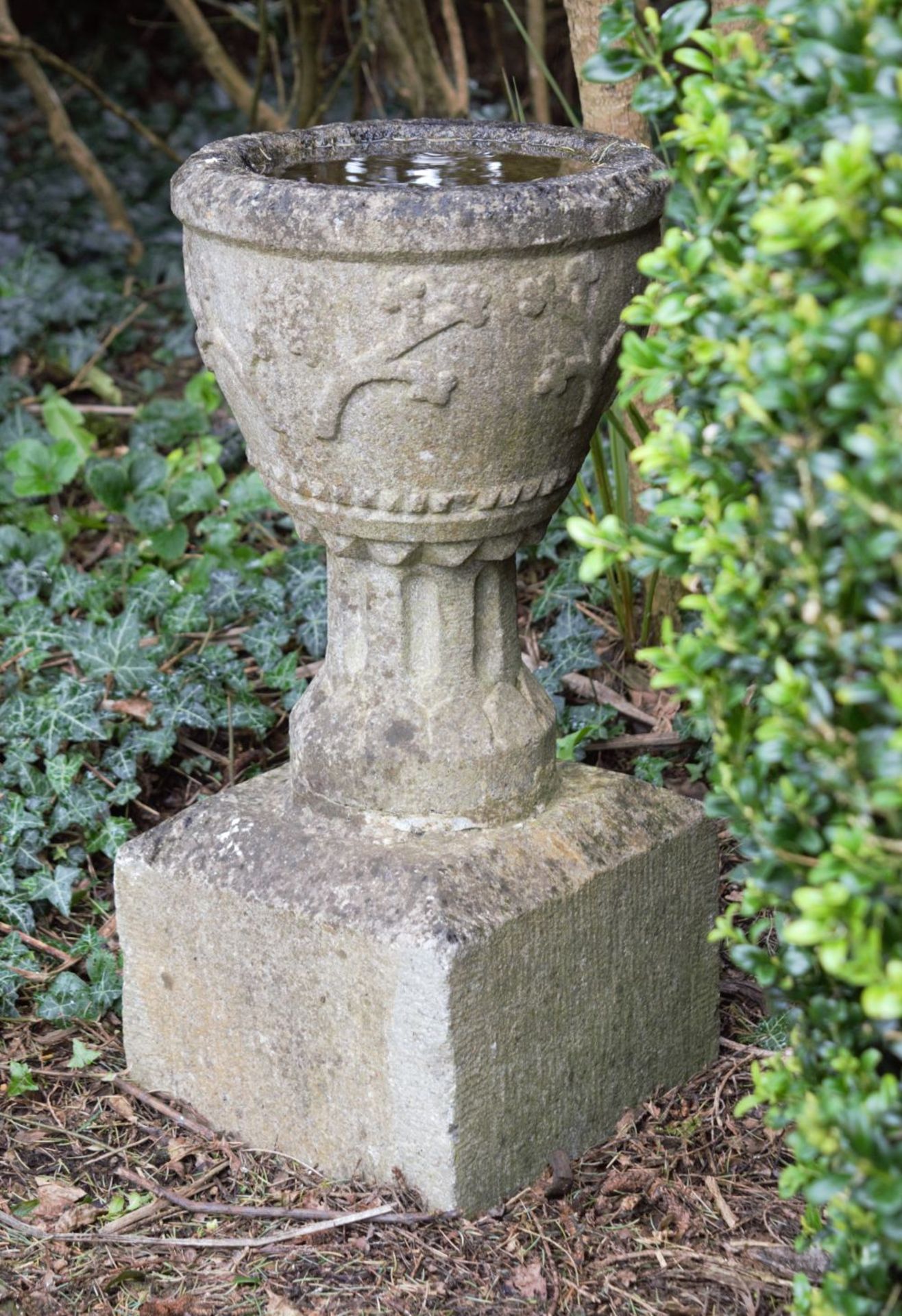 19TH-CENTURY CARVED STONE FONT