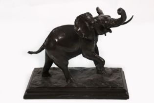 19TH-CENTURY BRONZED ELEPHANT