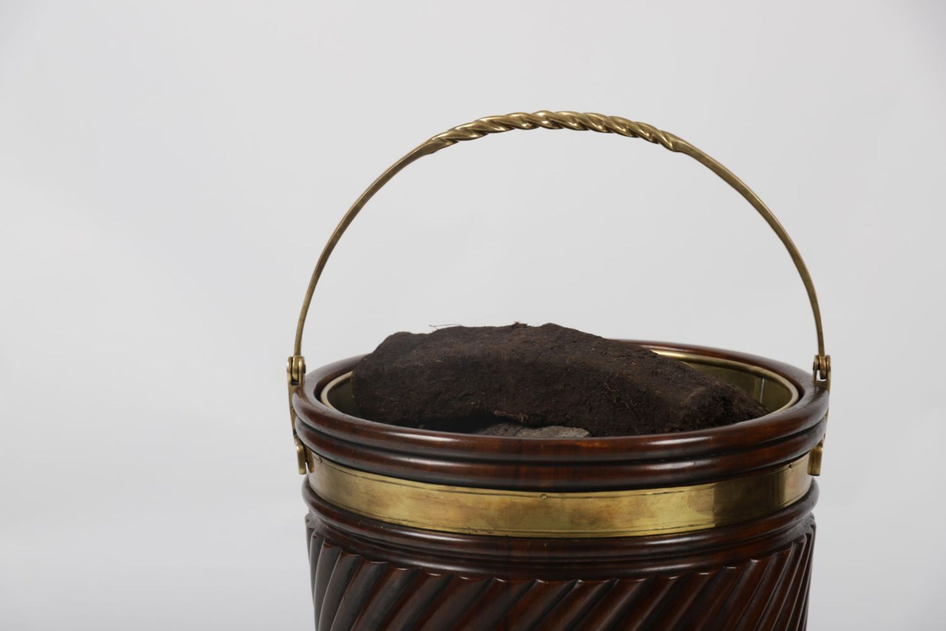 PAIR IRISH MAHOGANY BRASS BOUND PEAT BUCKETS - Image 2 of 3