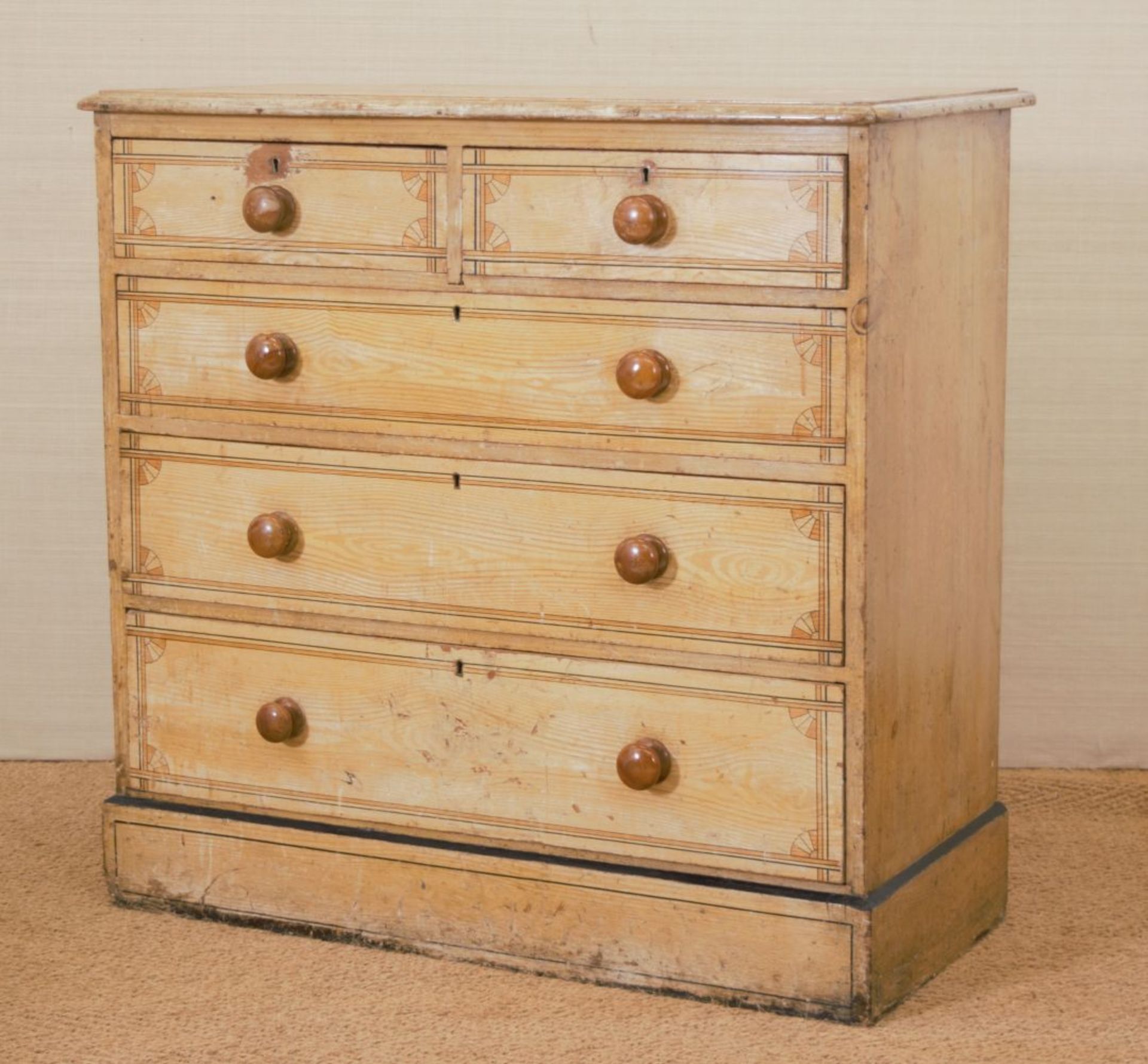 19TH-CENTURY SCUMBLE PINE CHEST OF DRAWERS - Image 2 of 2