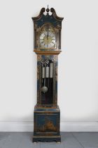 EDWARDIAN LACQUERED LONG CASE CLOCK