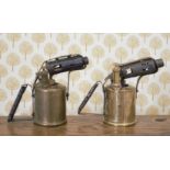 TWO BRASS BLOW TORCH LAMPS