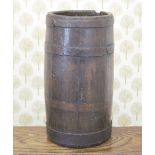 18TH-CENTURY STAINED OAK METAL BOUND WHISKEY BARREL