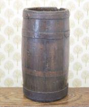 18TH-CENTURY STAINED OAK METAL BOUND WHISKEY BARREL