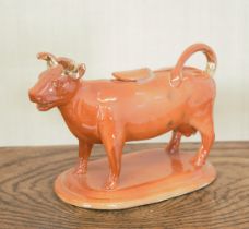 GLAZED POTTERY BROWN COW CREAMER