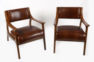 PAIR MID-CENTURY STYLE DANISH ARMCHAIRS