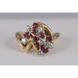14K GOLD, DIAMOND AND RUBY RING