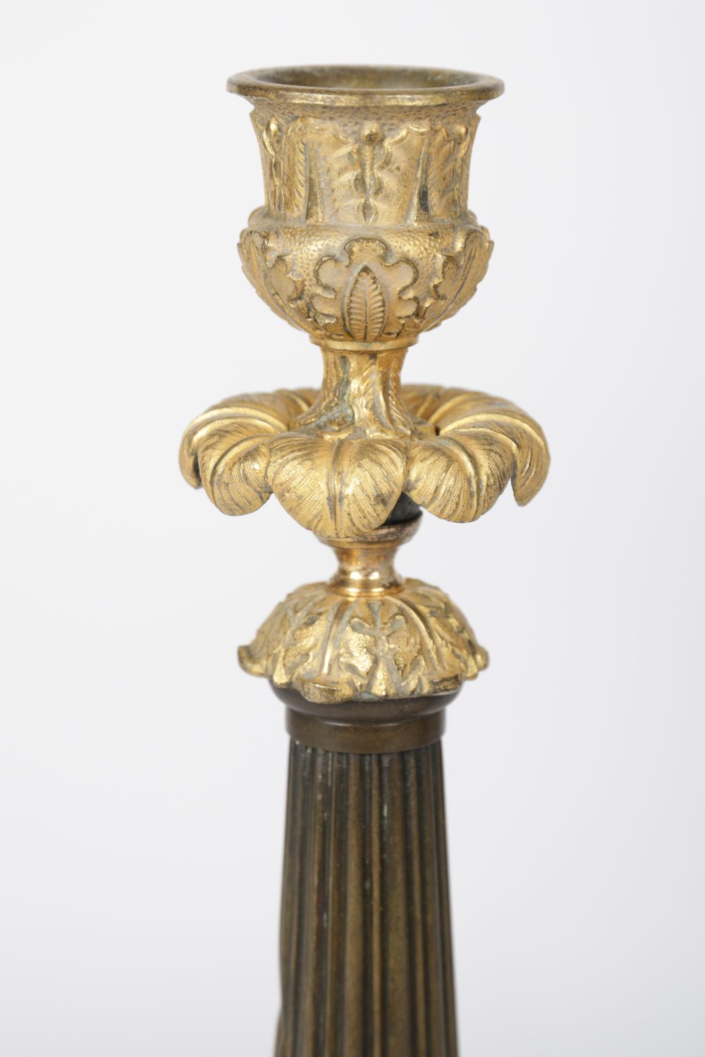 PAIR REGENCY ORMOLU & BRONZE CANDLESTICKS - Image 3 of 3