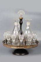 19TH-CENTURY LACQUERED & CRYSTAL LIQUEUR SET