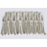 SET OF 15 SILVER FRUIT KNIVES AND FORKS