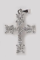 18K WHITE GOLD & DIAMOND CROSS PENDANT