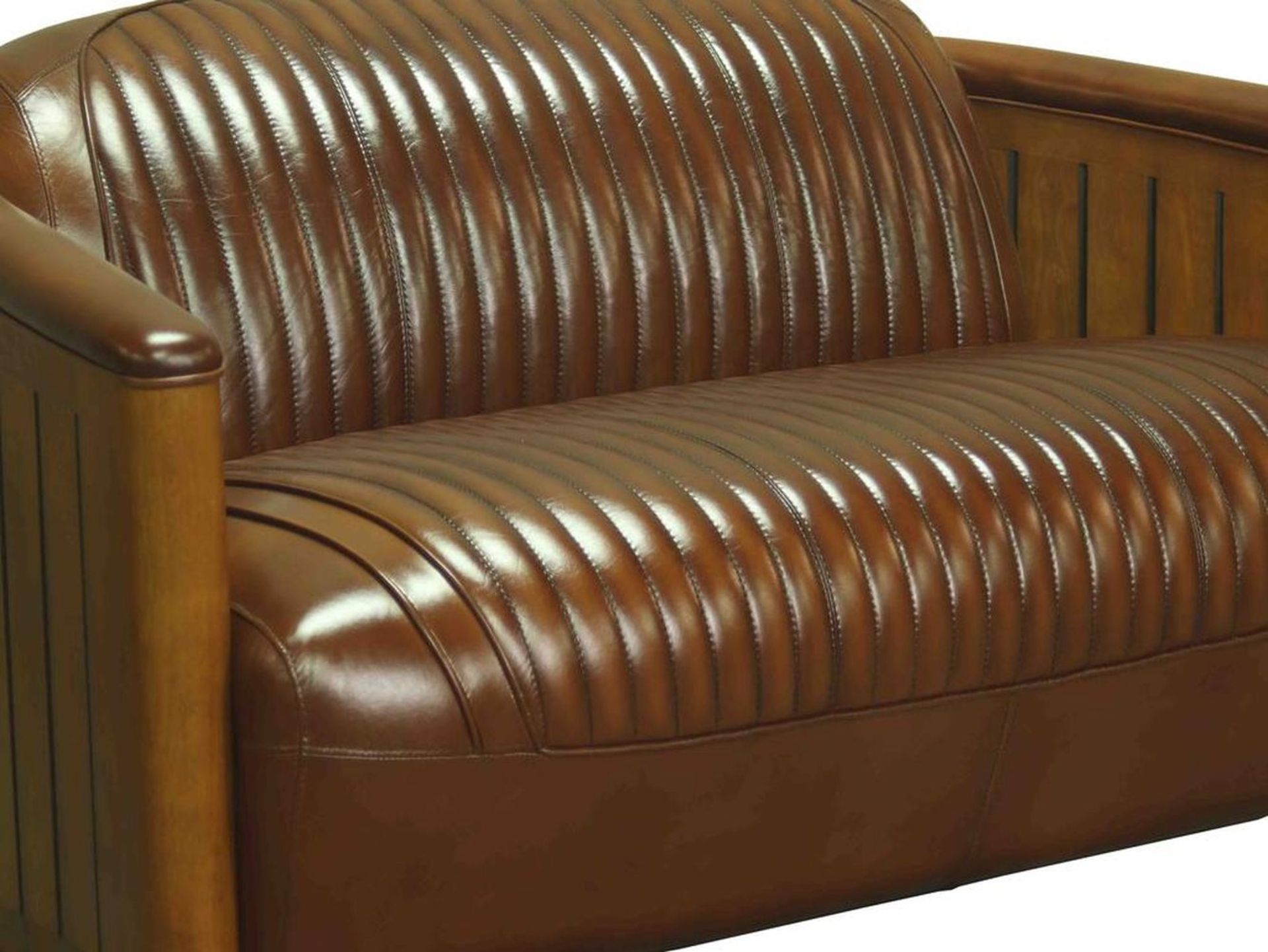 ART DECO STYLE MAHOGANY & HIDE UPHOLSTERED SETTEE - Bild 3 aus 3