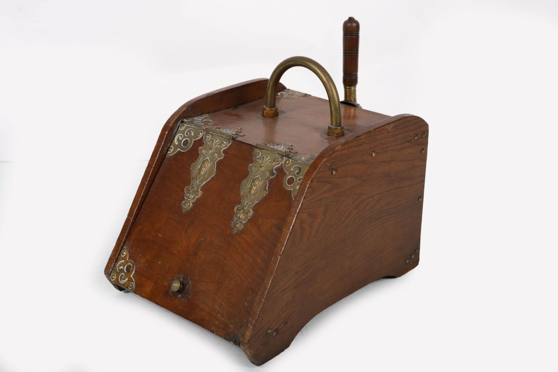 EDWARDIAN MAHOGANY & BRASS BOUND COAL BOX