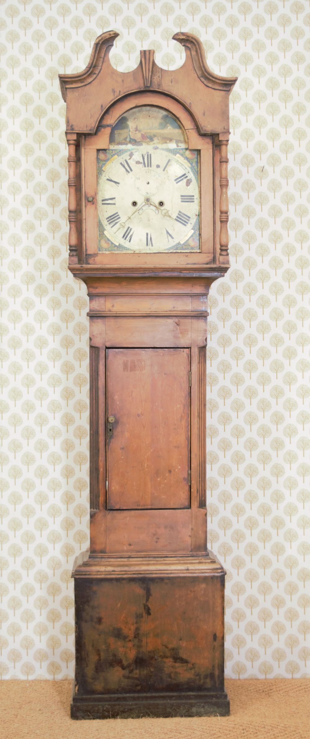 19TH-CENTURY SCUMBLED PINE LONGCASE CLOCK - Image 3 of 3