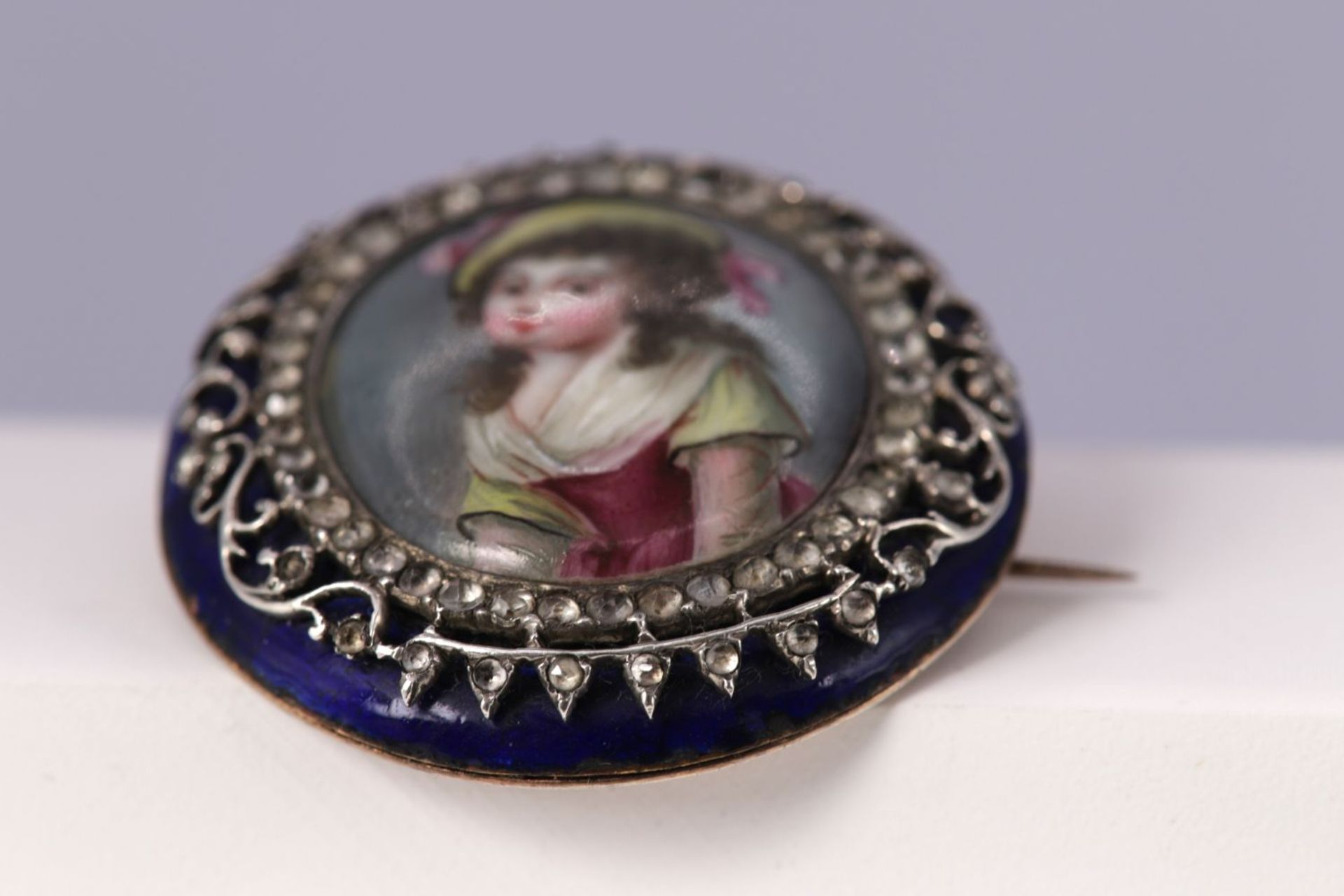 GOLD, SILVER & ENAMEL MINIATURE BROOCH - Image 2 of 3