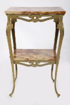 ART NOUVEAU BRASS & MARBLE TABLE