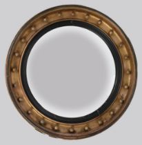 LARGE REGENCY GILT FRAMED CONVEX MIRROR