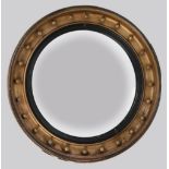 LARGE REGENCY GILT FRAMED CONVEX MIRROR