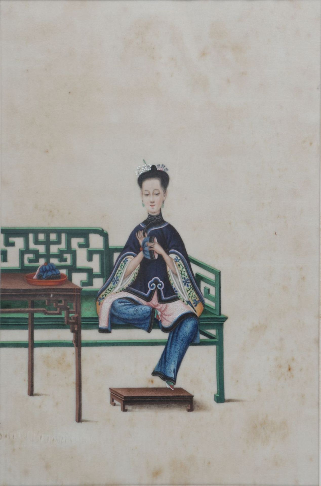 PAIR CHINESE QING PAINTINGS - Image 4 of 4