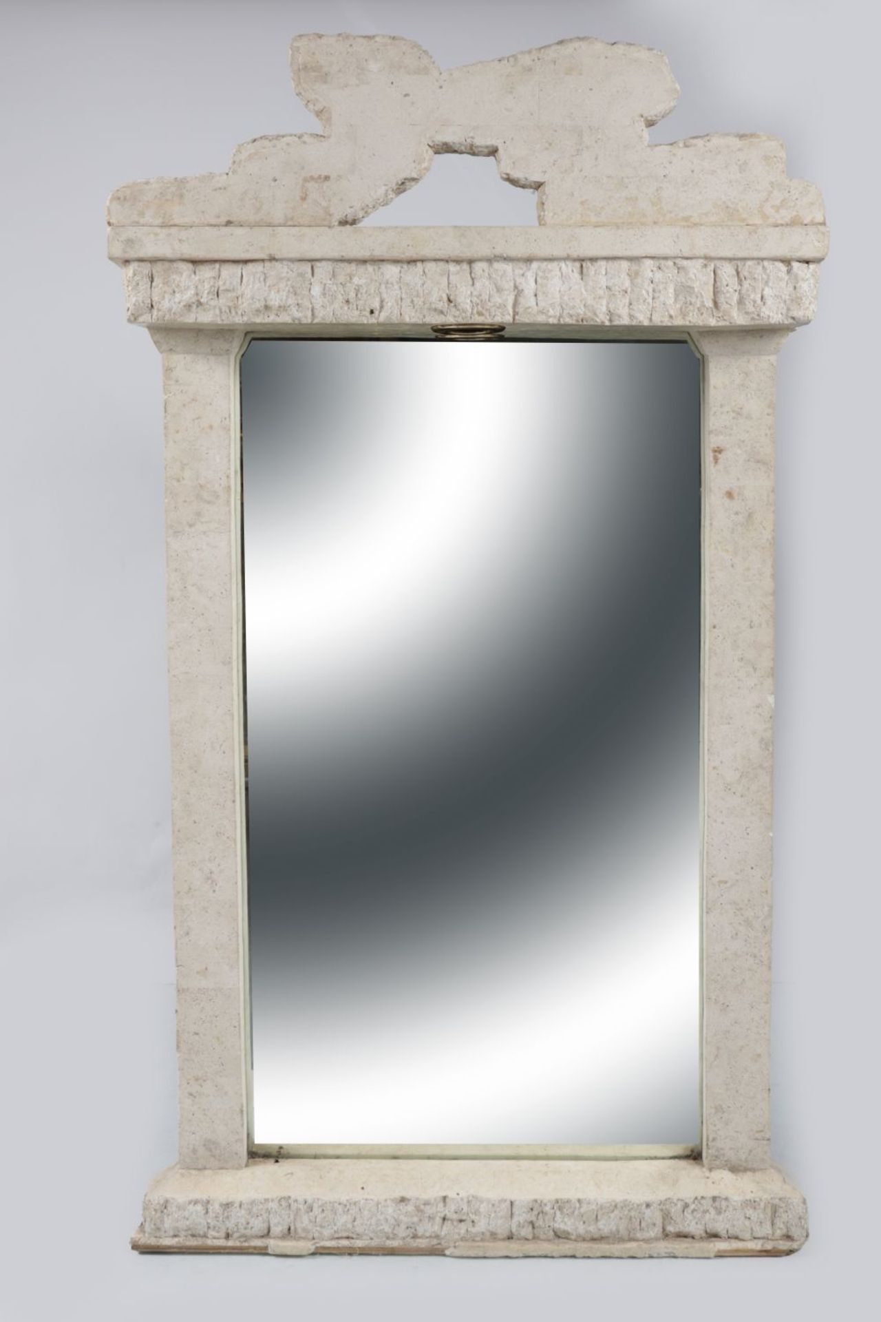 UNUSUAL COMPOSITE STONE FRAMED MIRROR