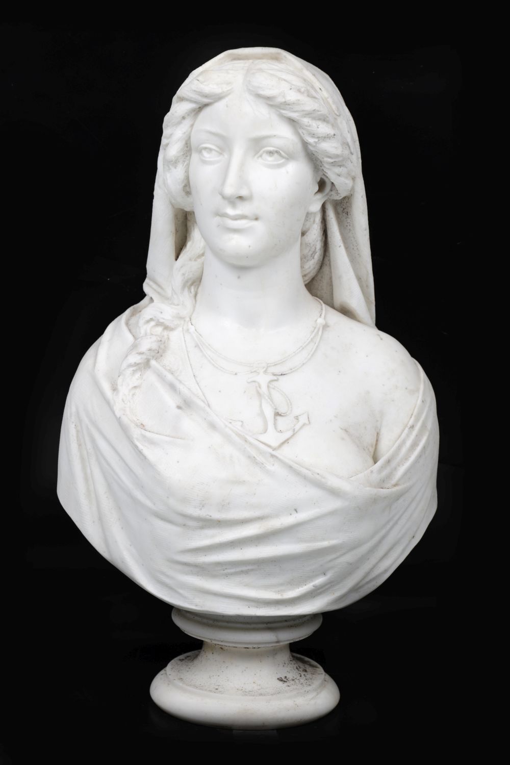 19TH-CENTURY FRENCH CARRARA MARBLE BUST