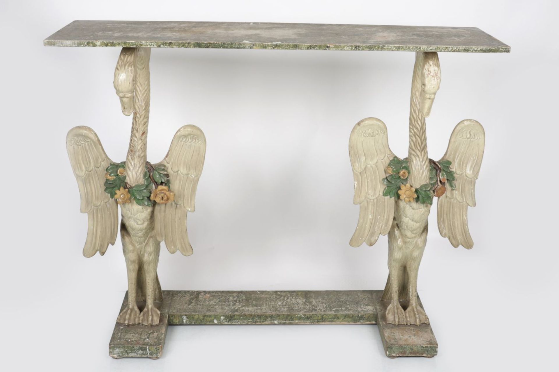 19TH-CENTURY PAINTED FIGURAL CONSOLE TABLE