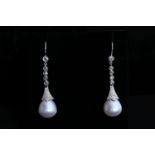 18K WHITE GOLD SOUTH SEA PEARL & DIAMOND EARRINGS