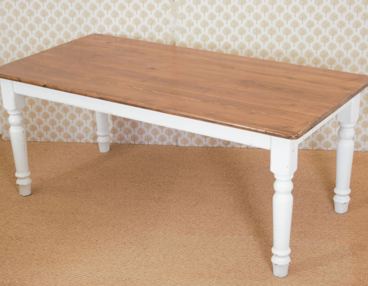 19TH-CENTURY PINE FARMHOUSE KITCHEN TABLE - Image 2 of 4