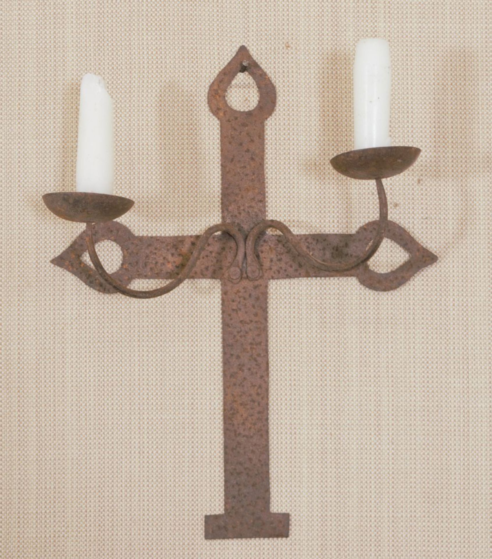 19TH-CENTURY IRON WALL-MOUNTED CANDLE HOLDER - Image 2 of 2