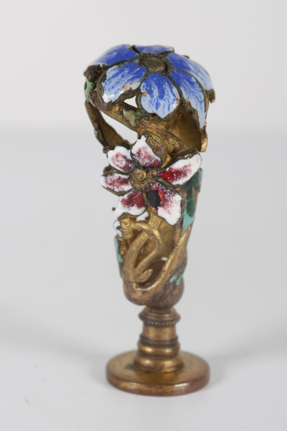 19TH-CENTURY ORMOLU & ENAMELLED HANDLED SEAL