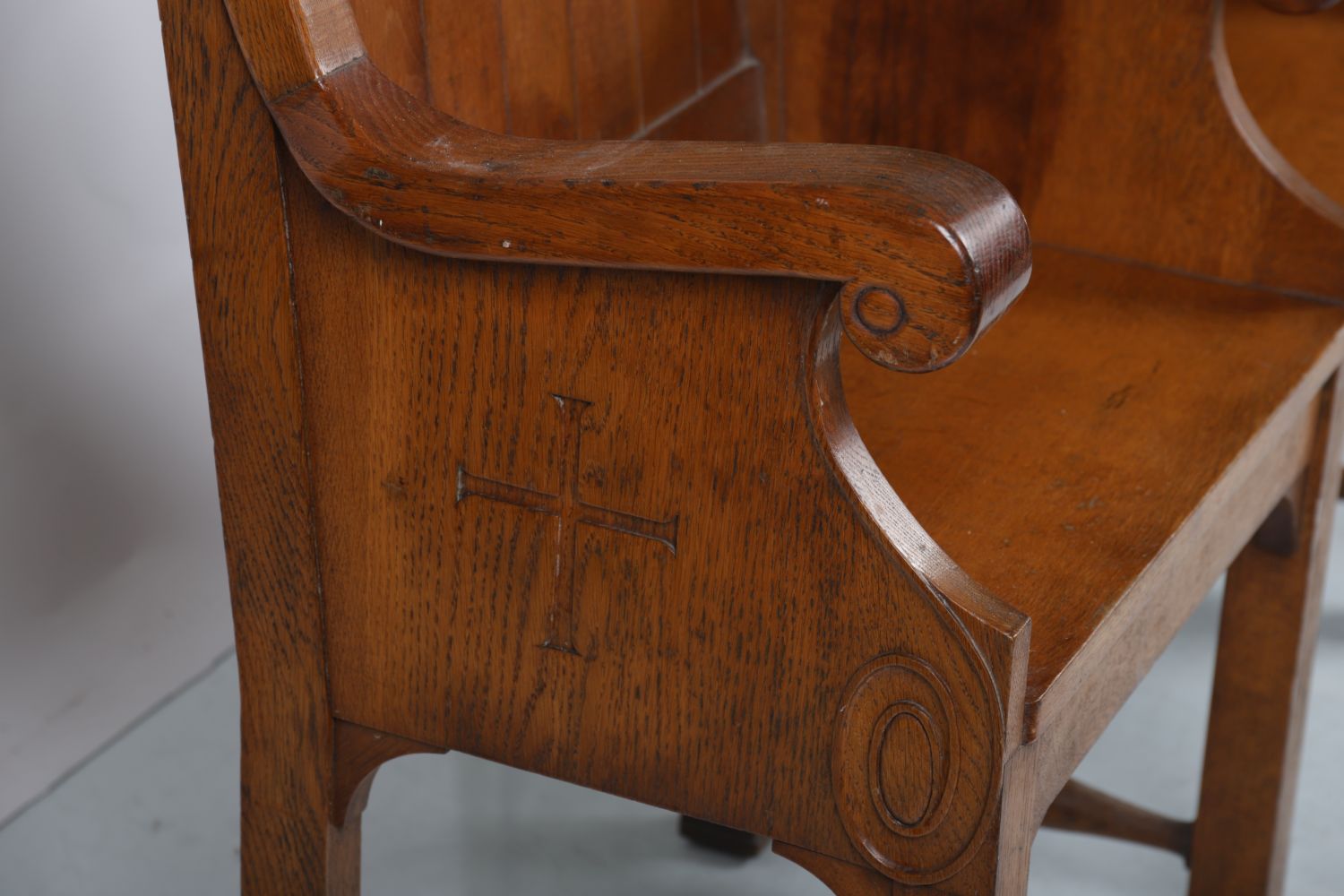 19TH-CENTURY OAK CHURCH PEW - Image 3 of 3