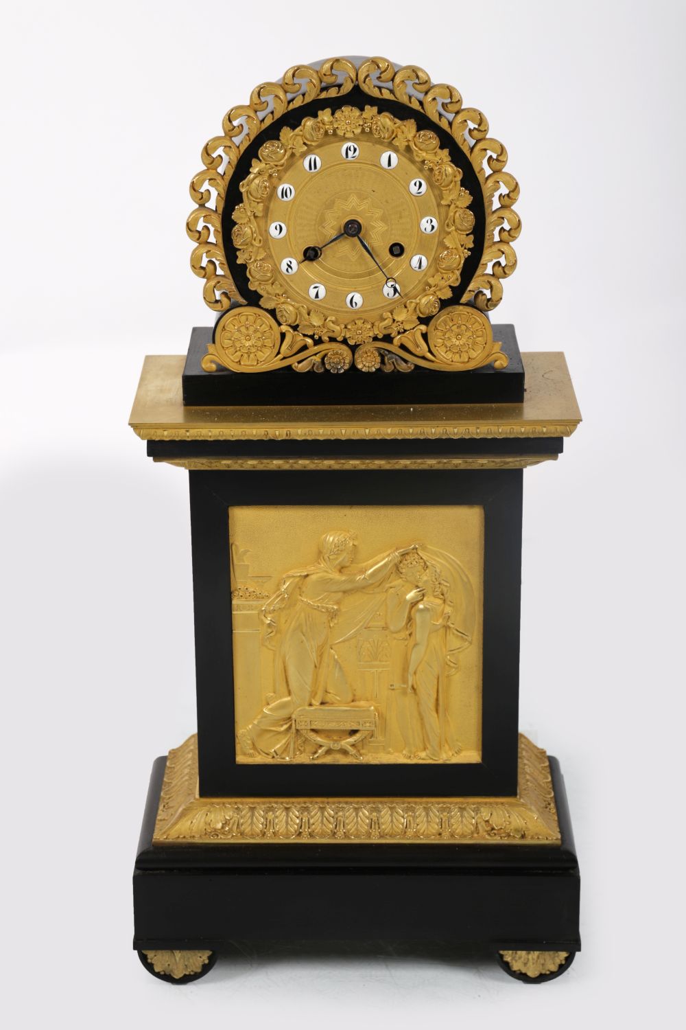 FRENCH EMPIRE ORMOLU & EBONY CLOCK