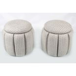 PAIR 20TH-CENTURY DESIGNER UPHOLSTERED OTTOMANS