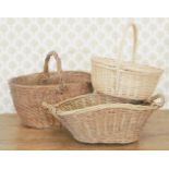 COLLECTION OF 3 WICKER SHOPPING BASKETS