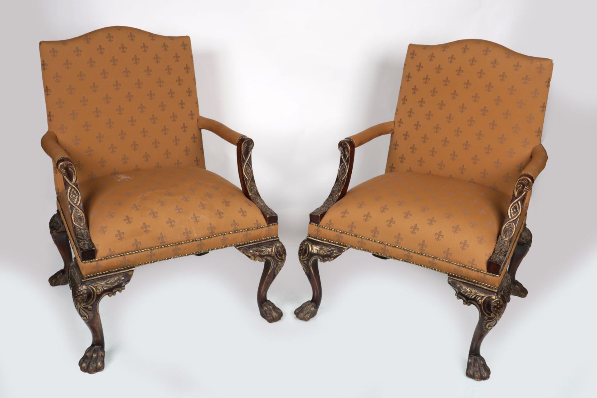 PAIR LATE 19TH-CENTURY GAINSBOROUGH CHAIRS