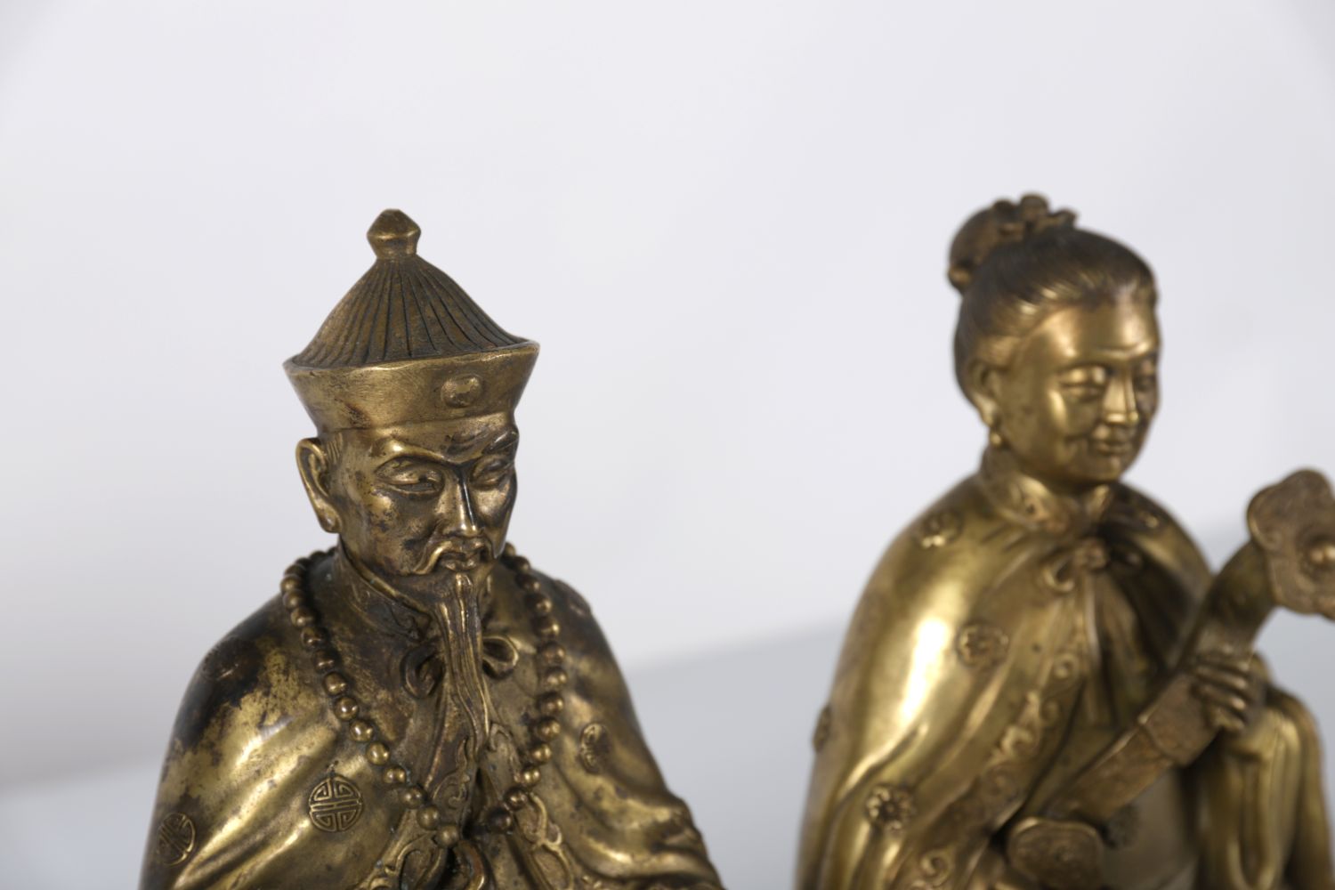 PR 19TH-CENTURY BRONZED ORIENTAL SEATED FIGURES - Image 2 of 3