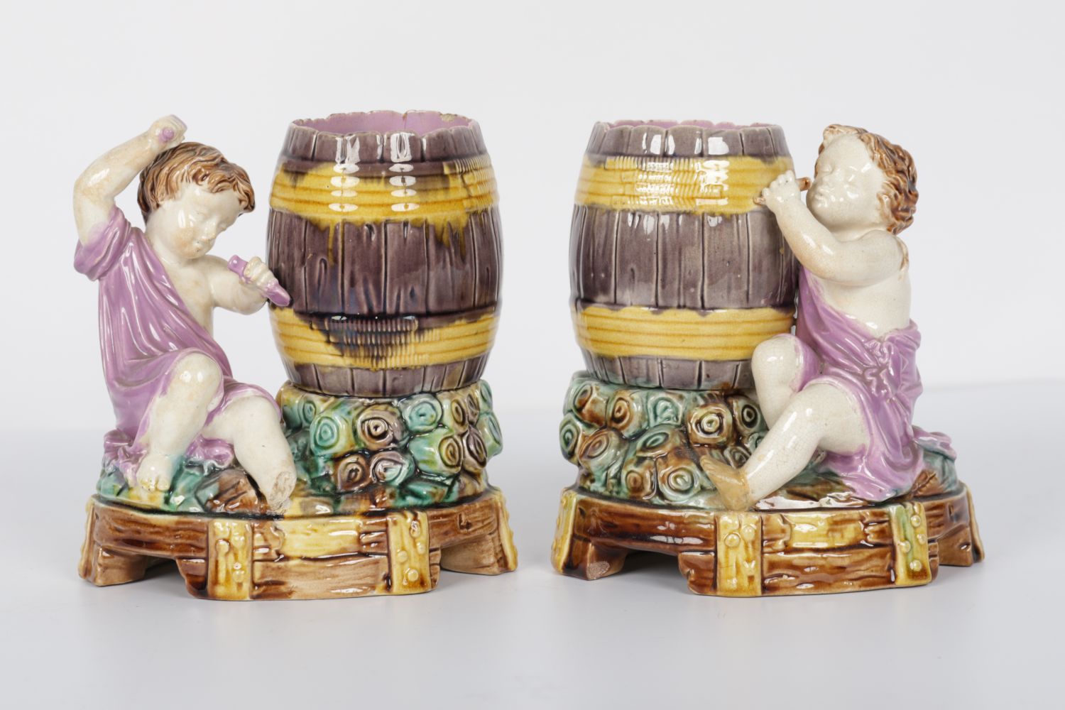 PAIR 19TH-CENTURY MAJOLICA PUTTI - Image 2 of 2