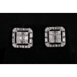 18K WHITE GOLD BAGUETTE & DIAMOND EARRINGS