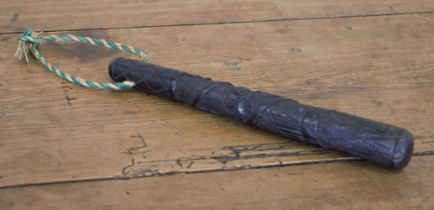 19TH-CENTURY CARVED BOG OAK TRUNCHEON