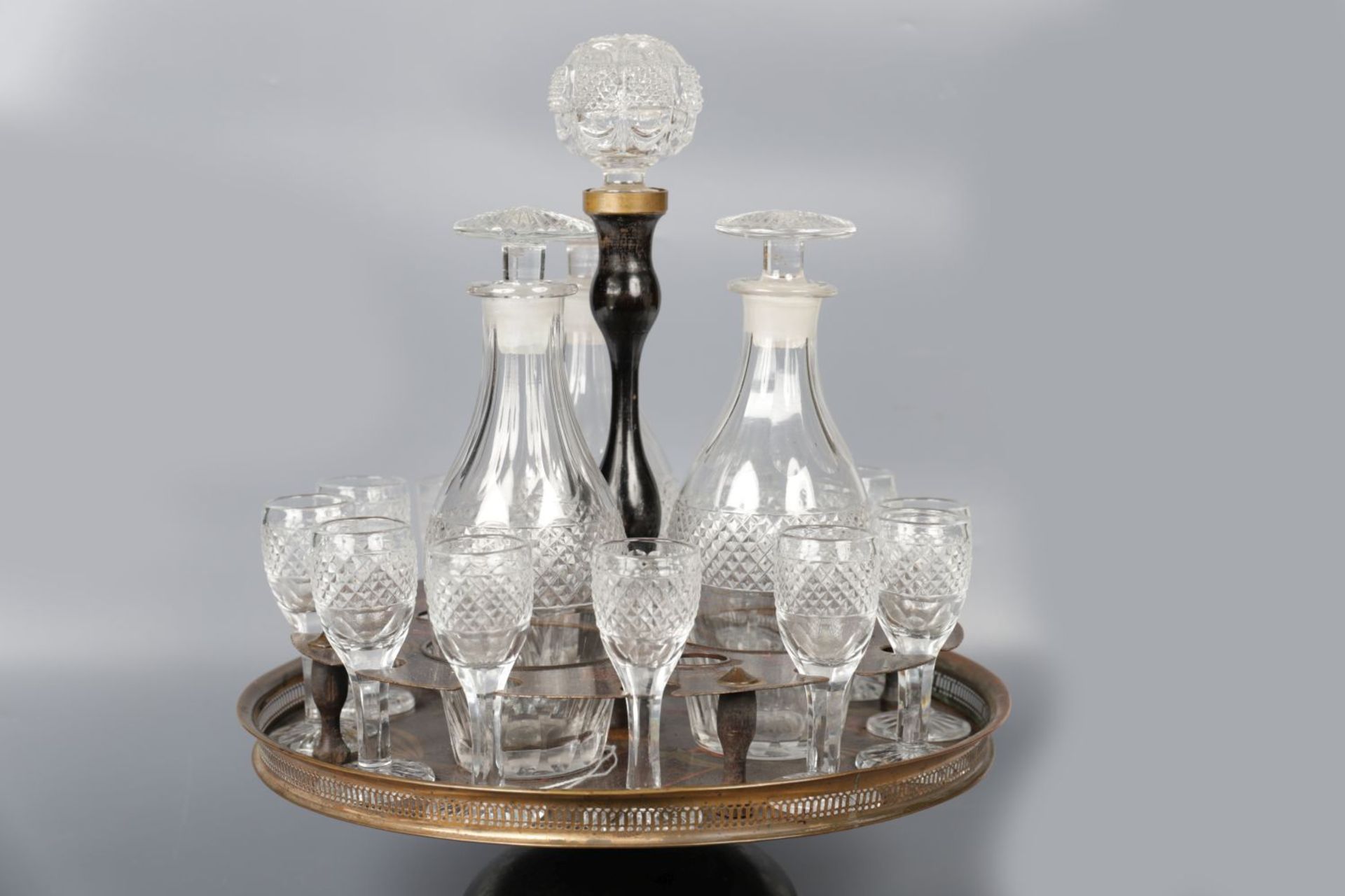 19TH-CENTURY LACQUERED & CRYSTAL LIQUEUR SET - Image 2 of 3