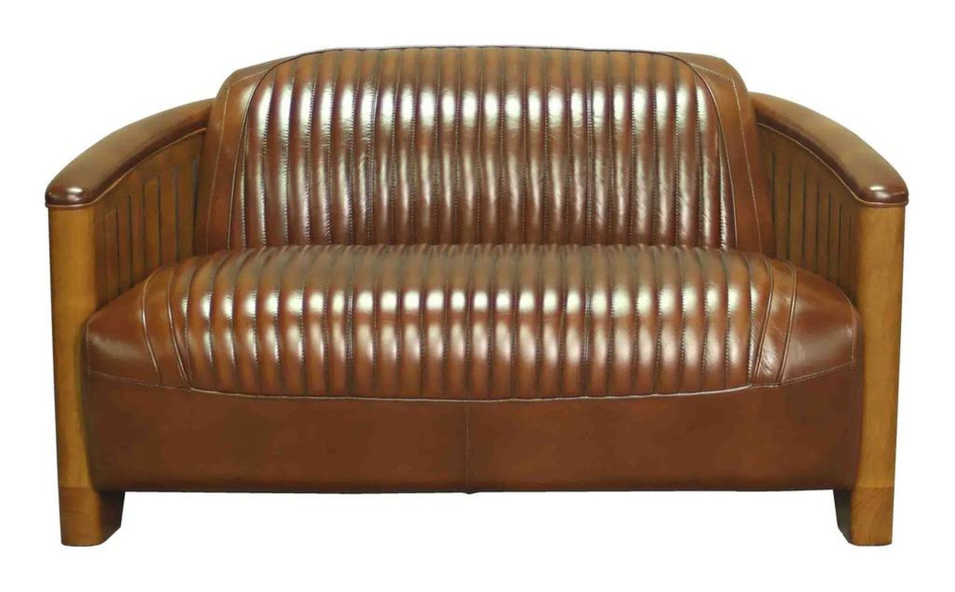 ART DECO STYLE MAHOGANY & HIDE UPHOLSTERED SETTEE - Bild 2 aus 3