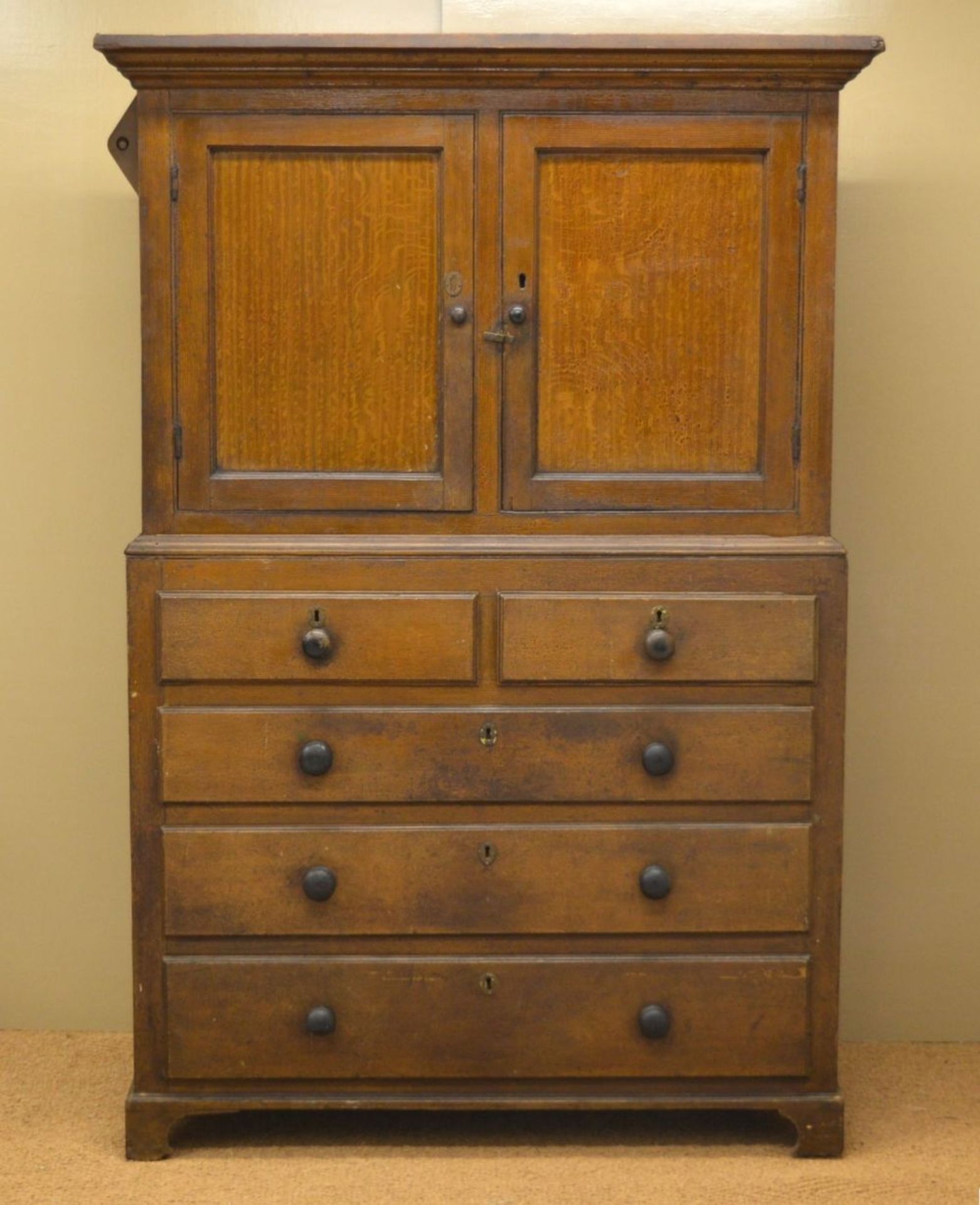 19TH-CENTURY SCUMBLED PINE FARMHOUSE CUPBOARD - Image 2 of 5