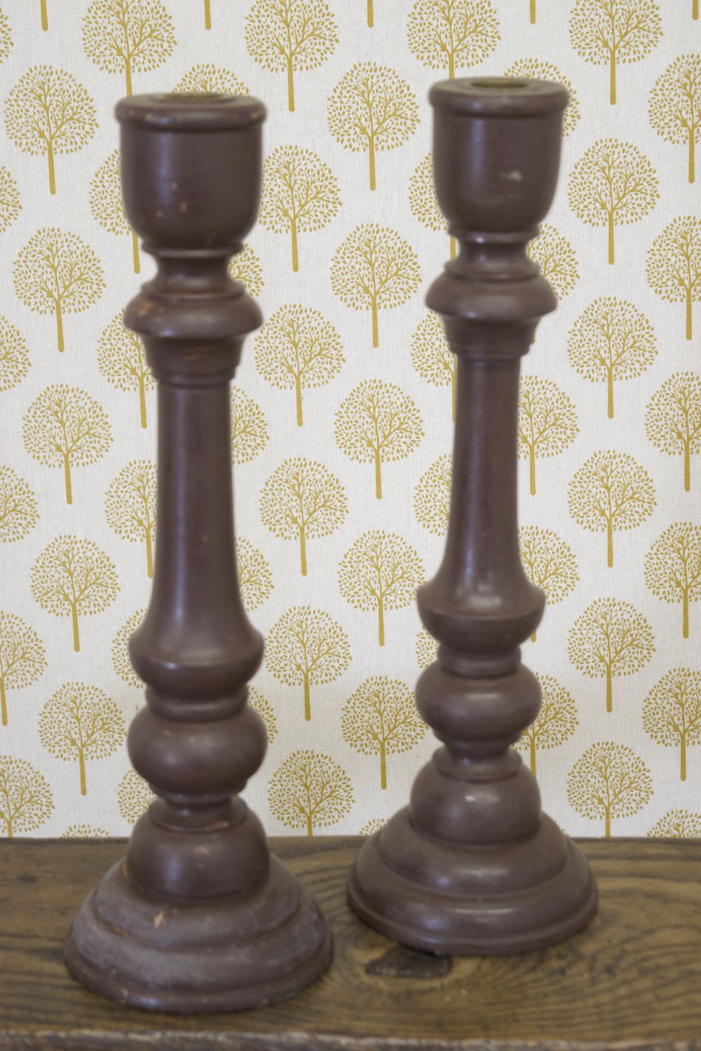 PAIR TREEN PINE CANDLESTICKS - Image 2 of 2