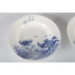 PAIR JAPANESE BLUE & WHITE PLATES