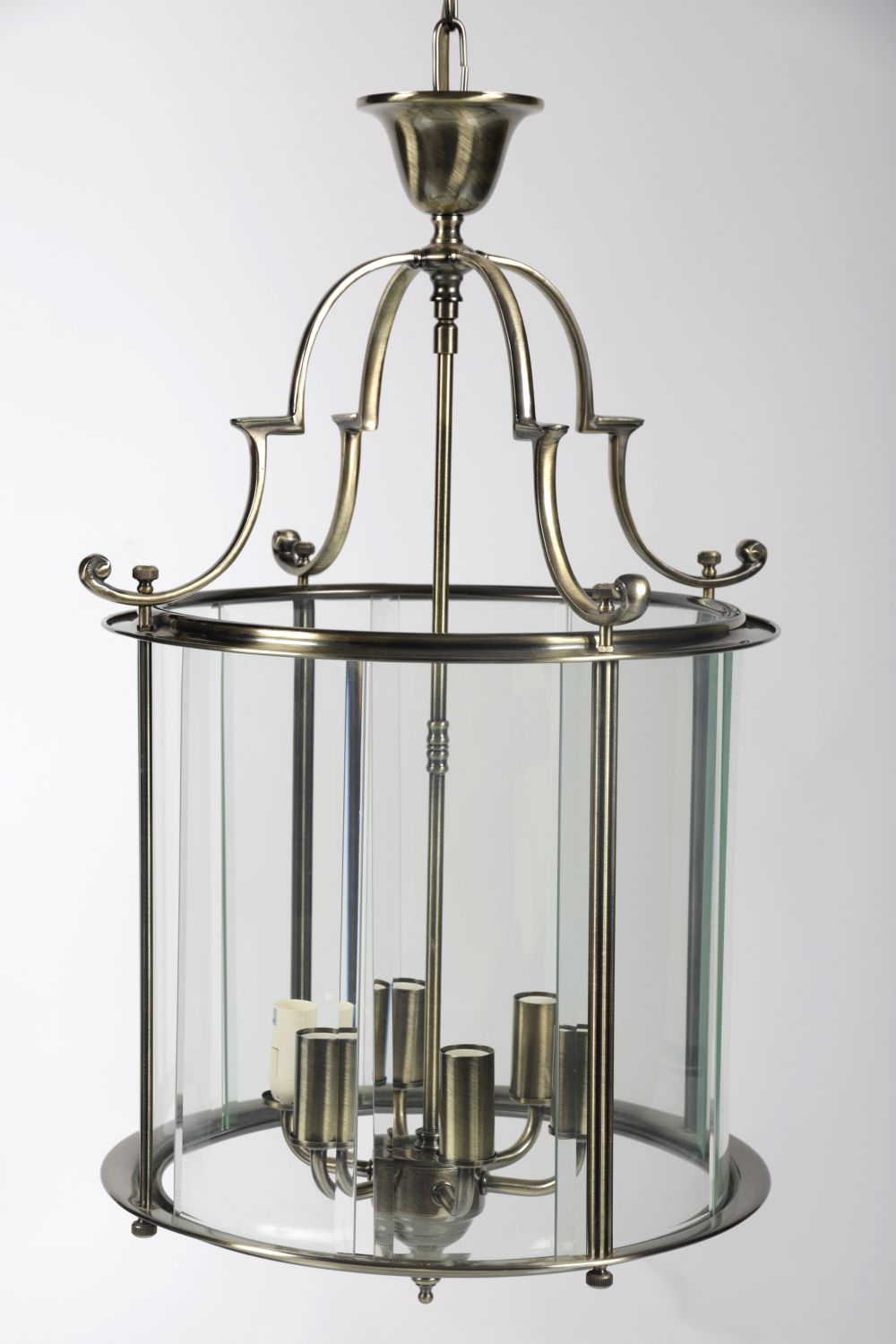 PAIR METAL & GLASS HALL LANTERNS