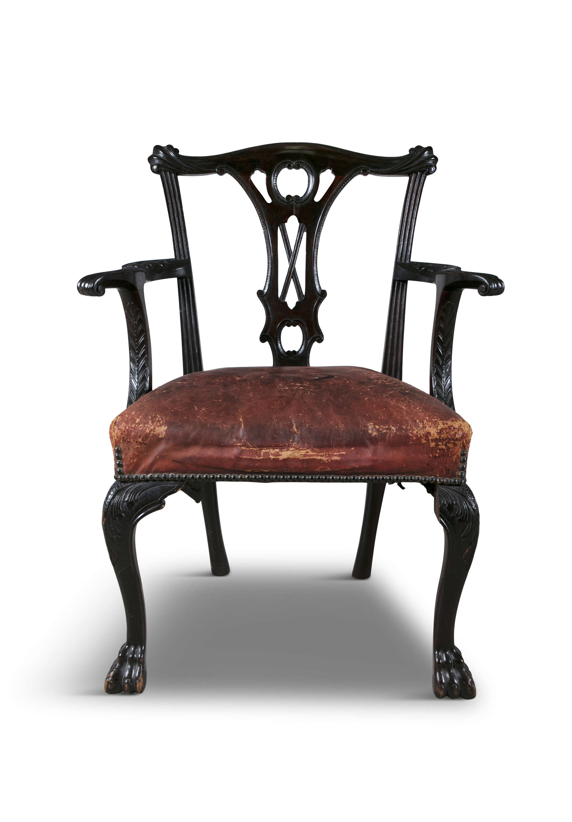 PAIR DUBLIN CHIPPENDALE ELBOW CHAIRS - Image 3 of 3