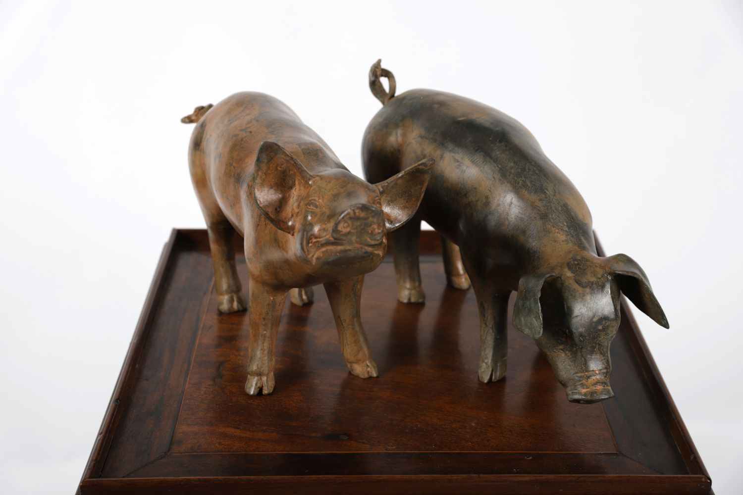 PAIR OF PIERRE CHENET BRONZE PIGS - Image 2 of 3