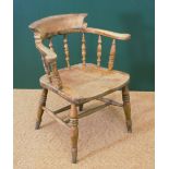 19TH-CENTURY ASH & ELM SMOKER'S BOW CHAIR