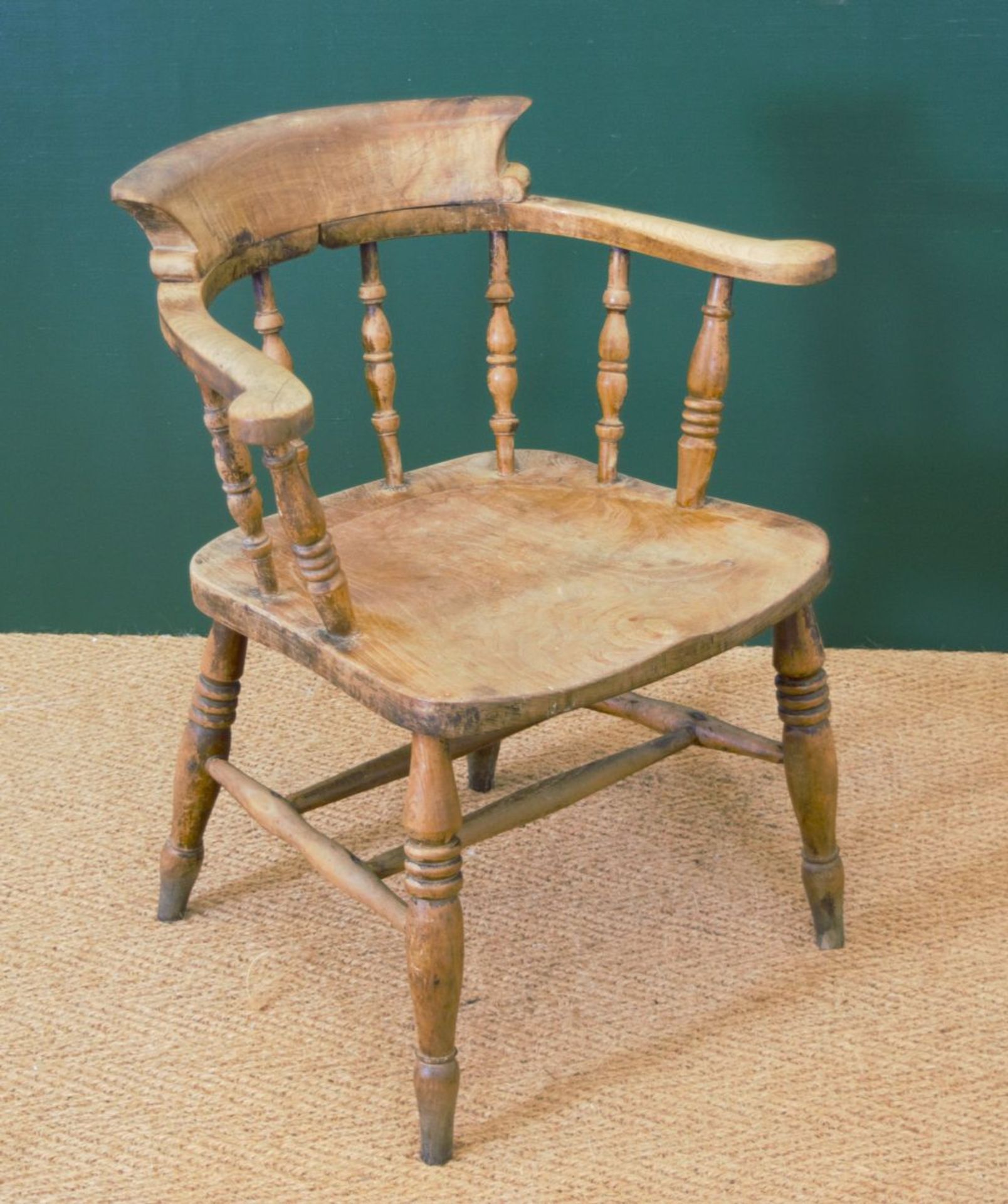 19TH-CENTURY ASH & ELM SMOKER'S BOW CHAIR